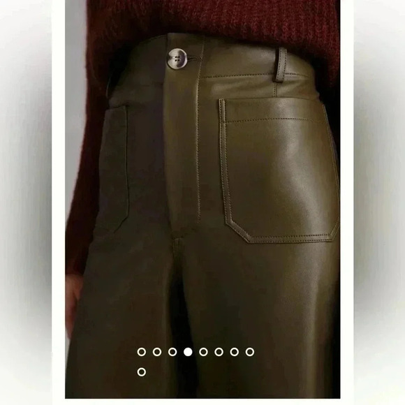 Anthropologie Maeve Collette wide leg faux leather MOSS pants size 32 - Picture 5 of 10